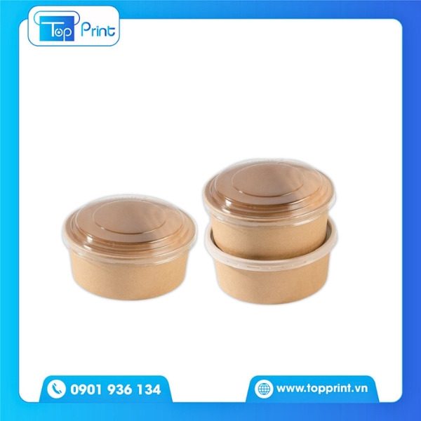 Mẫu Hộp Giấy Kraft Tròn Nắp Trong Suốt