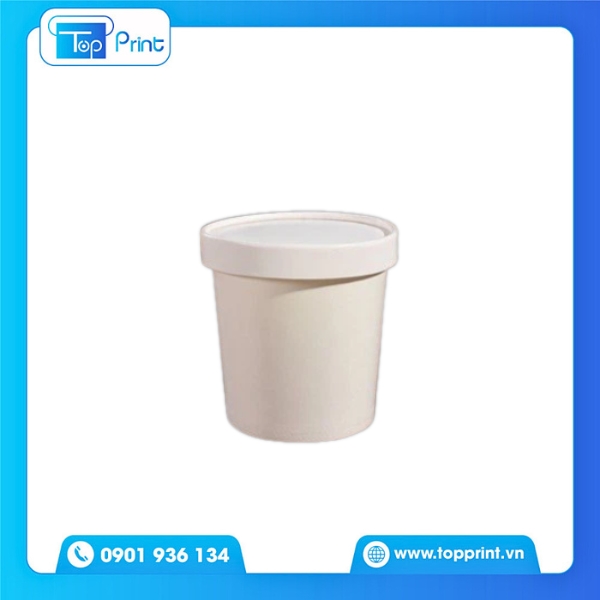 Mẫu Hộp Giấy Kraft Tròn Màu Trắng Cơ Bản