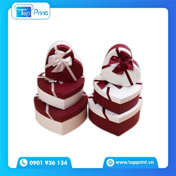 Hộp Giấy Trái Tim Đựng Socola Cao Cấp