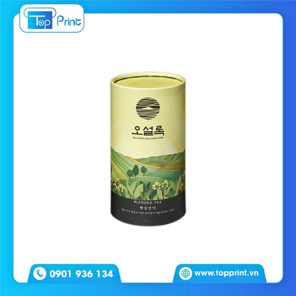 Mẫu Hộp Giấy Hình Trụ Đựng Trà Bắt Mắt
