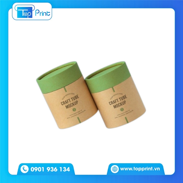 Mẫu Hộp Giấy Hình Trụ Craft Tube Mockup