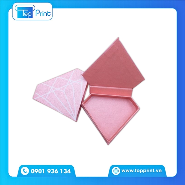 Mẫu Hộp Giấy Hình Kim Cương Màu Hồng 