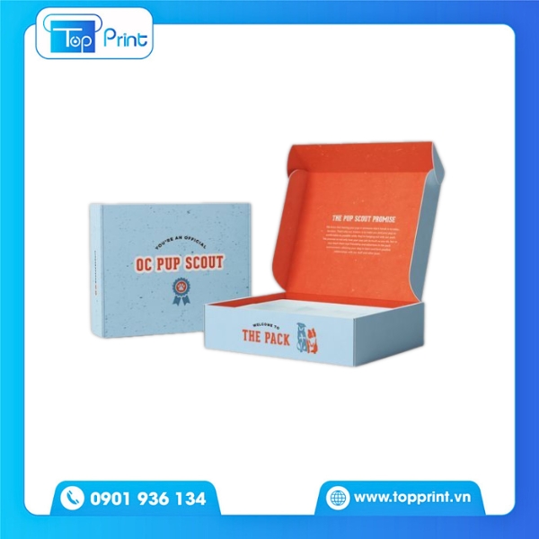 Mẫu Hộp Giấy Nắp Gập Màu Xanh Đẹp Mắt