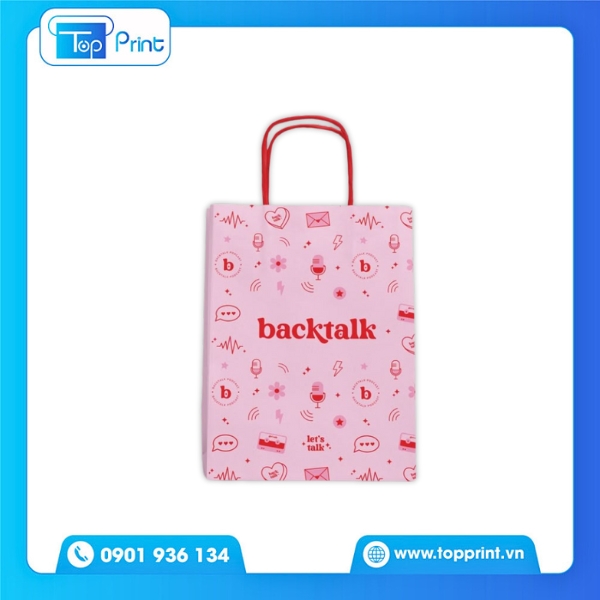 In Túi Giấy Màu Hồng Cho Cửa Hàng Mỹ Phẩm