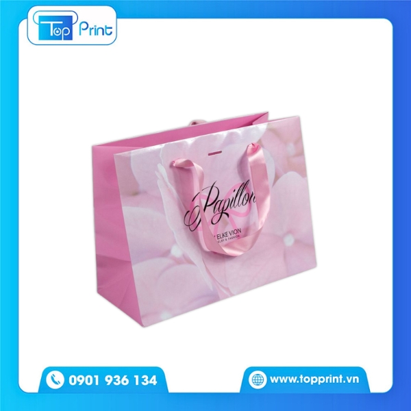 Túi Giấy Màu Hồng Có Hoa Dễ Thương