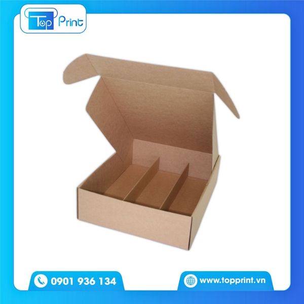 Hộp Giấy 3 Ngăn Với Chất Liệu Giấy Kraft Đơn Giản 