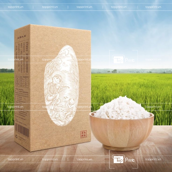 Hộp Giấy Đựng Gạo Kraft In Logo Thương Hiệu Đẹp Mắt 