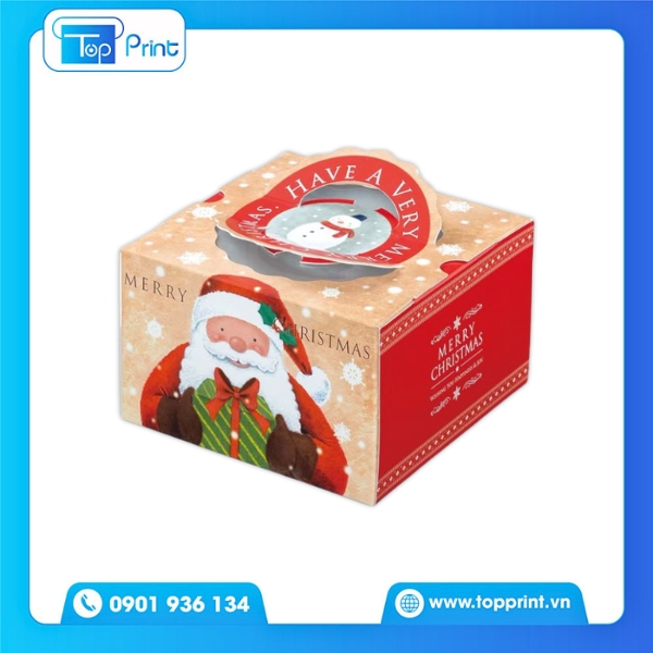 Hộp Giấy Giáng Sinh Cỡ Trung In Hình Ông Già Noel