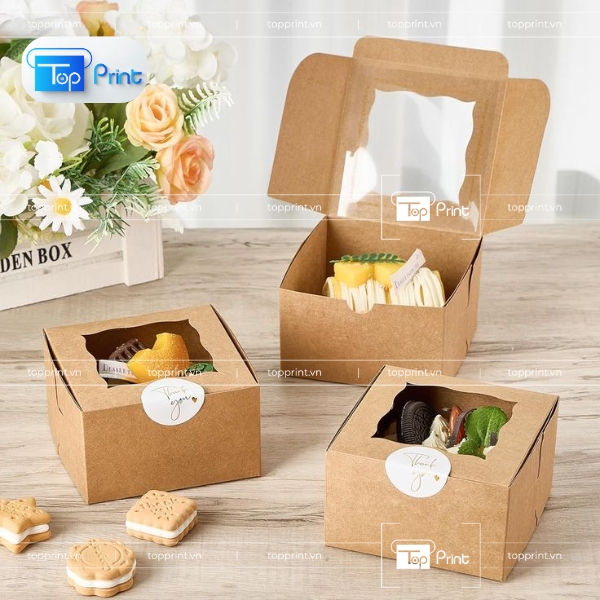 Topprint in hộp giấy kraft có cửa sổ với công nghệ hiện đại