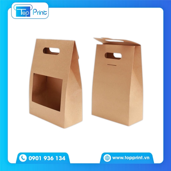 Hộp giấy kraft có cửa sổ với quai xách tiện dụng