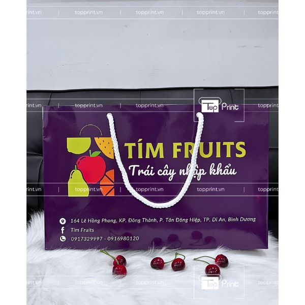 Mẫu túi giấy đựng trái cây Tím Fruits