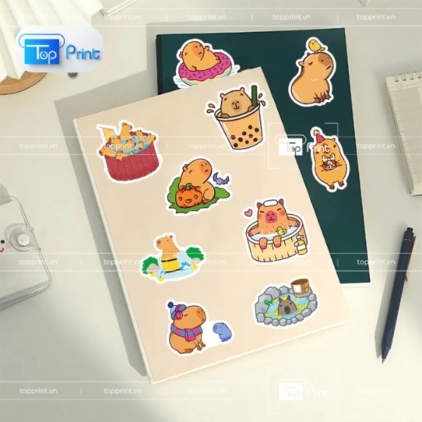 Mẫu Sticker Capybara Tối Giản Đẹp Mắt