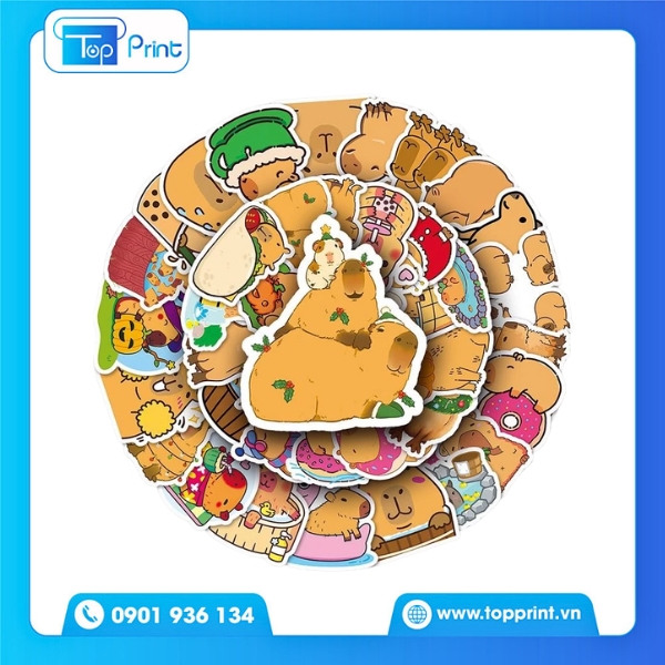 Mẫu Sticker Capybara Chơi Game Vui Nhộn