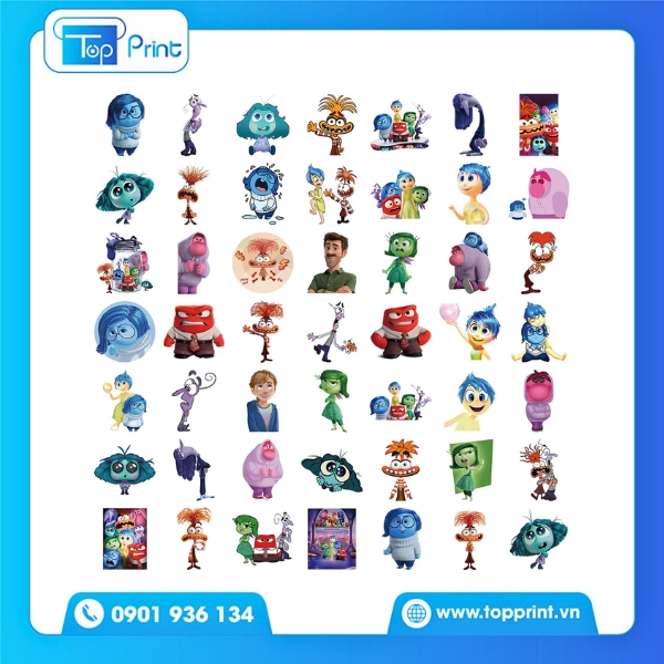 Mẫu Sticker Inside Out 2 In Trên Giấy Dày Dặn
