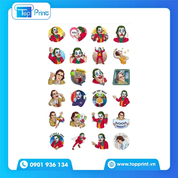 Mẫu sticker Joker nét vẽ màu nước sáng tạo