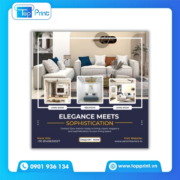 Topprint in tờ rơi nội thất gấp 2 chuyên nghiệp 