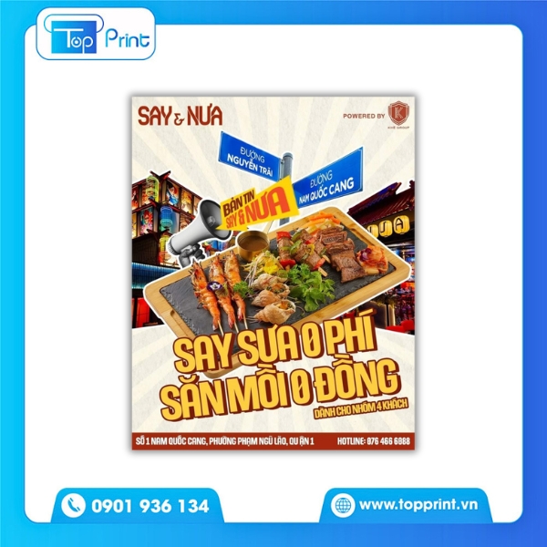 Tờ rơi quán nhậu Say & Nưa Đẹp Mắt ở Quận 1 
