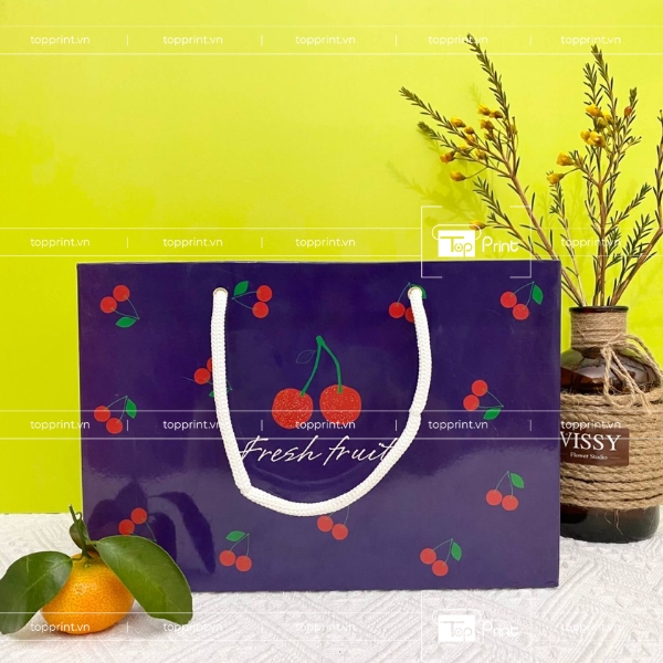 Túi Giấy Đựng Trái Cây Ivory Trắng In Logo Sang Trọng 
