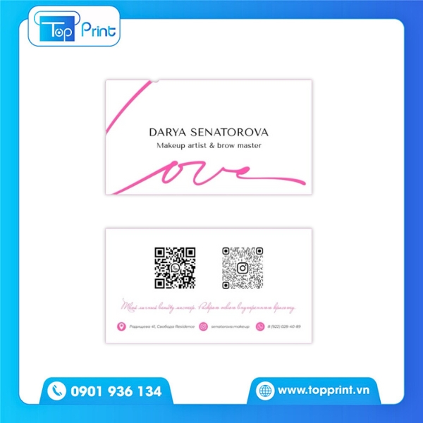Mẫu Card Visit Make Up In Tại Topprint Uy Tín