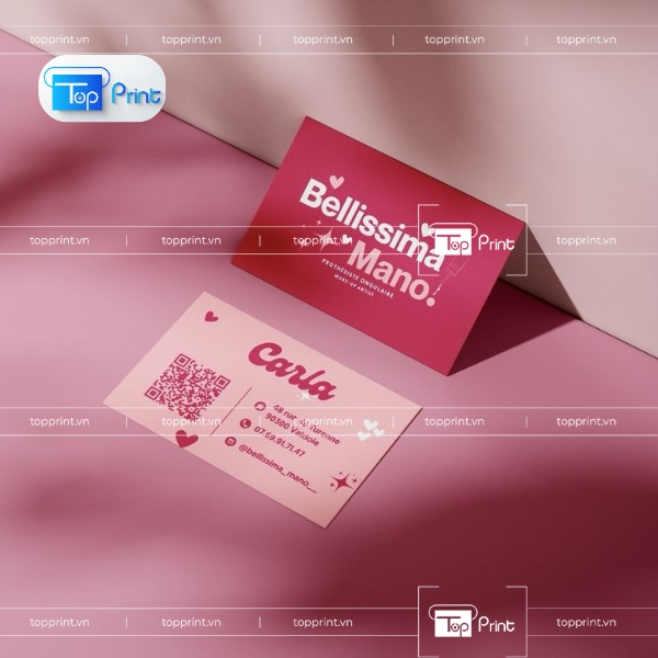 Card Visit Màu Hồng Dành Cho Ngành Nail & Hair Salon