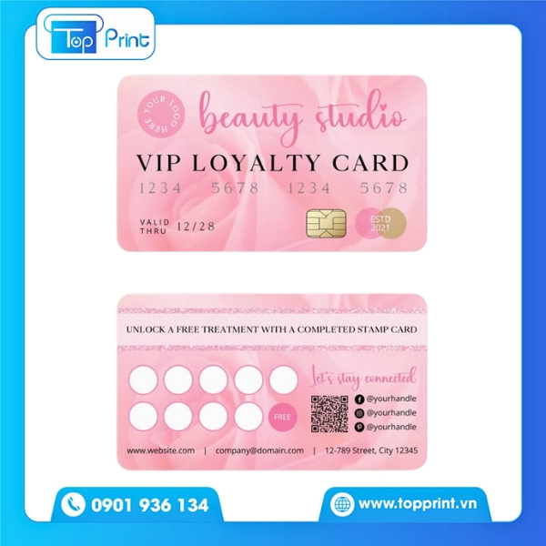 Mẫu Card Visit Màu Hồng Dành Cho Cửa Hàng Mỹ Phẩm