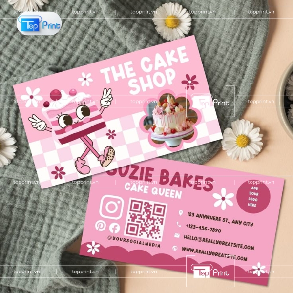 Card Visit Màu Hồng Sang Trọng – Sản Xuất Bởi TopPrint