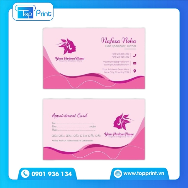 Mẫu Card Visit Màu Hồng Dành Riêng Cho Spa & Beauty