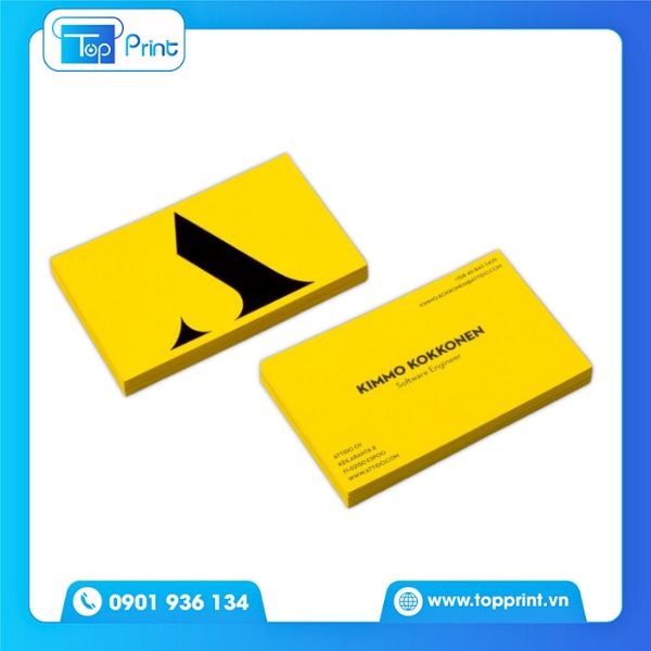 Mẫu Card Visit Màu Vàng Cán Màng Mờ Cao Cấp