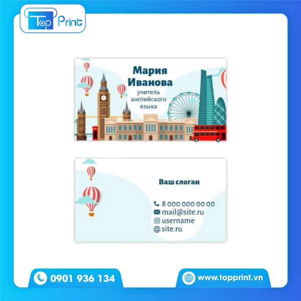 In theo mẫu có sẵn – Card visit song ngữ Topprint
