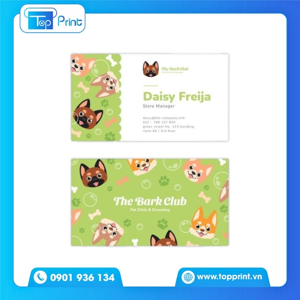 Mẫu Card Visit Thú Y Phong Cách Hàn Quốc Nhẹ Nhàng