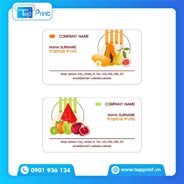 Mẫu Card Visit Trái Cây Gắn Thương Hiệu Cá Nhân