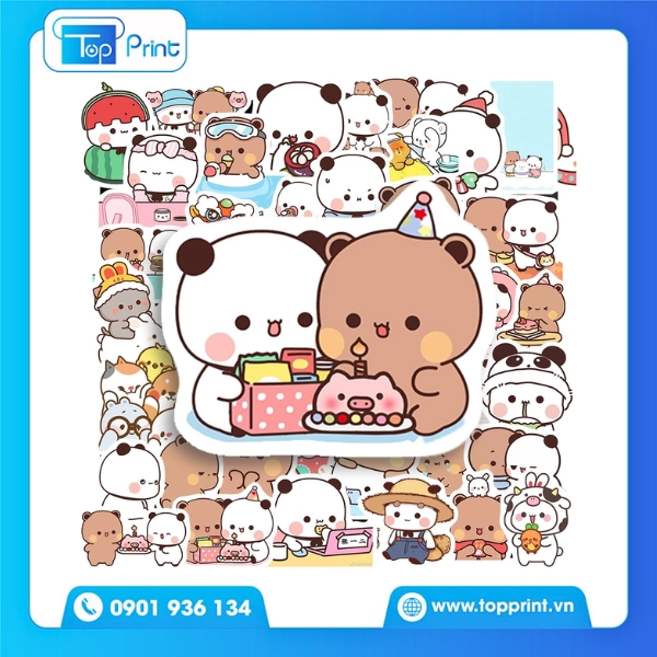 Mẫu Bộ Sticker Cute Gấu Brown & Friends