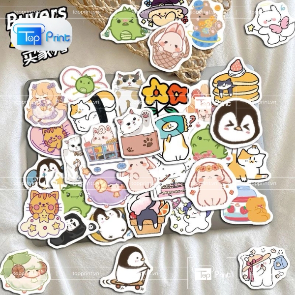 Mẫu Sticker Cute Trong Suốt – Công Nghệ In UV TopPrint