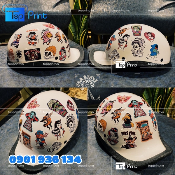 Sticker dán mũ bảo hiểm logo thương hiệu cá nhân