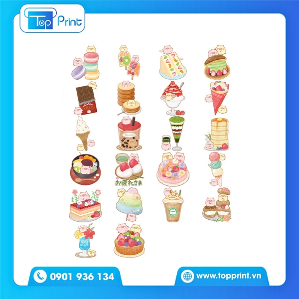 Sticker đồ ăn hoạt hình phong cách Nhật Bản