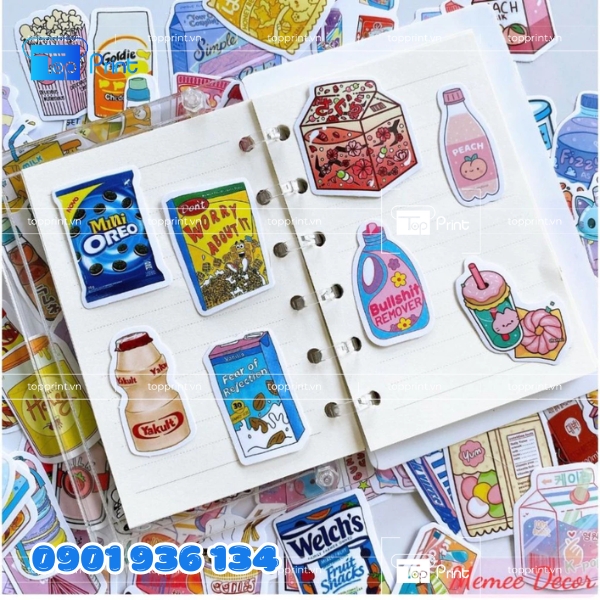 In sticker đồ ăn số lượng ít – Topprint nhận in từ 1 tờ