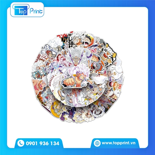 Mẫu Sticker Luffy Gear 5 Gương Mặt Quyết Tâm