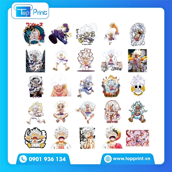 Mẫu Sticker Luffy Gear 5 In Decal Trong