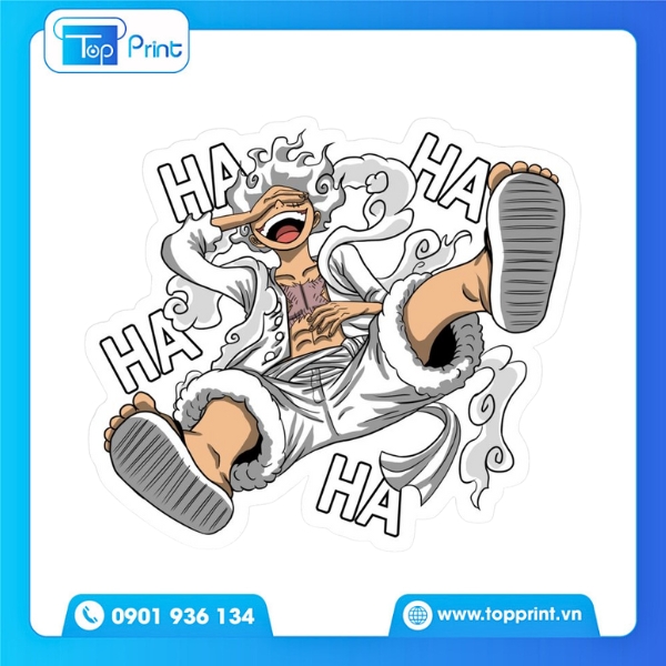 Mẫu Sticker Luffy Gear 5 Đang Cười Tự Tin
