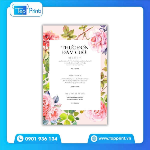 Mẫu Menu Đám Cưới Hoa Văn Hiện Đại