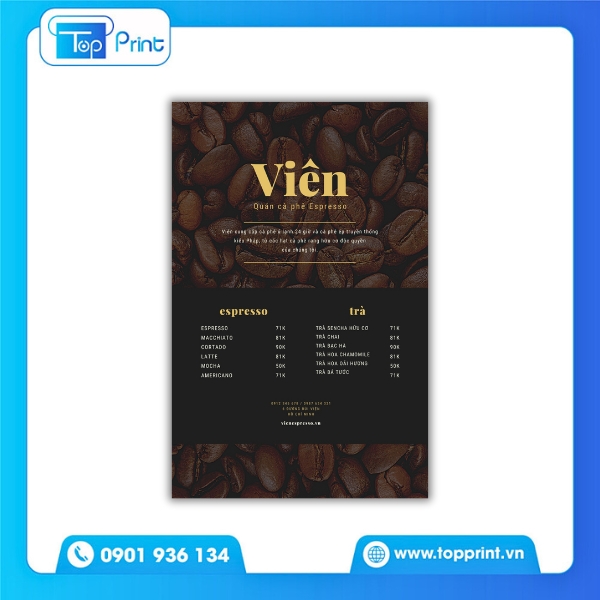 Mẫu Menu Quán Cà Phê Hiện Đại