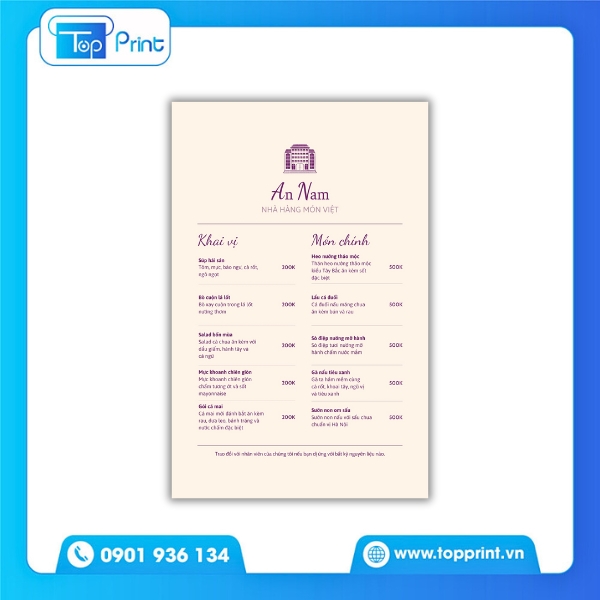 Mẫu Menu Tiệm Bánh Ngọt Phong Cách Pháp