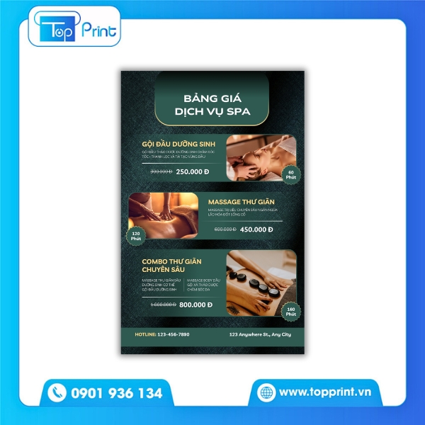 Mẫu Menu Spa Tinh Tế