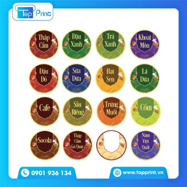 Mẫu Tem Bánh Trung Thu Mùa Thu Nhẹ Nhàng