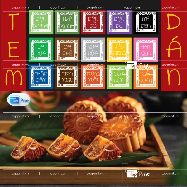 Mẫu Tem Bánh Trung Thu Ánh Vàng Sang Trọng