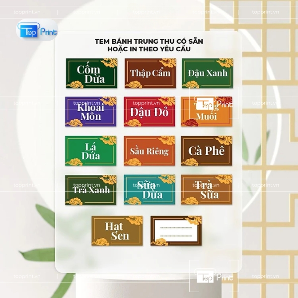 Mẫu Tem Bánh Trung Thu Dập Nổi Ánh Kim