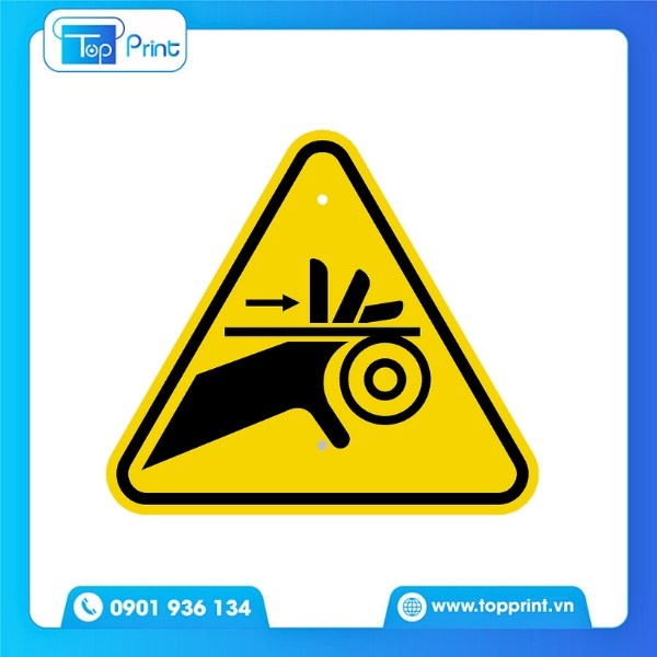 Tem decal cảnh báo kẹp tay cán màng mờ