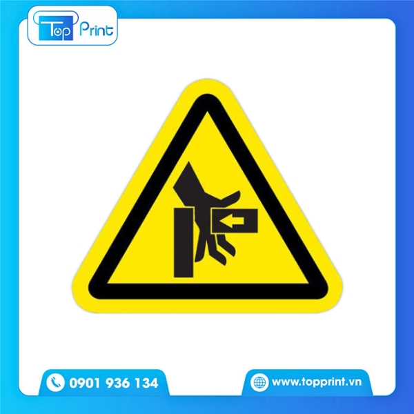 Topprint chuyên in tem cảnh báo kẹp tay theo yêu cầu