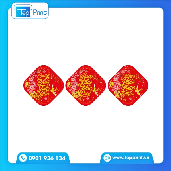 Tem dán Tết màu đỏ vàng sang trọng