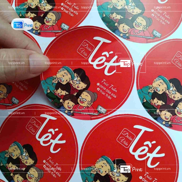In tem dán Tết bằng decal nhựa chống nước